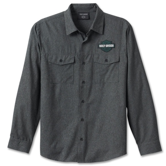 Harley Davidson Bar and Shield Classic Button Down Shirt Black Beauty - Picture 1 of 11